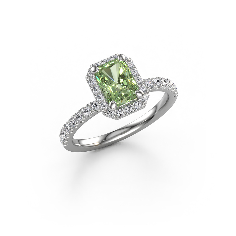 Bild von Verlobungsring Miranda RAD 950 Platin Grüner Labor-Diamant 7x5 mm