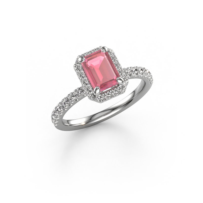 Image of Engagement ring Miranda eme 950 platinum Tourmaline pink 7x5 mm