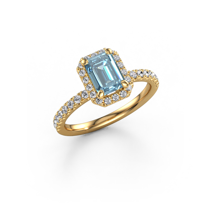 Image of Engagement ring Miranda EME 585 gold Blue lab grown diamond 7x5 mm