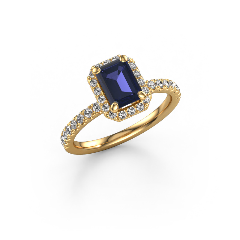 Image of Engagement ring Miranda eme 585 gold Sapphire 7x5 mm