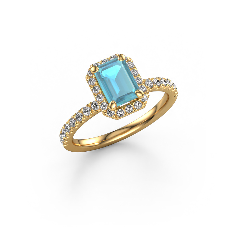 Bild von Verlobungsring Miranda eme 585 Gold Blau Topas 7x5 mm