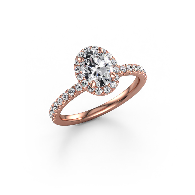Afbeelding van Verlovingsring Miranda OVL 585 rosé goud Diamant 1.244 crt