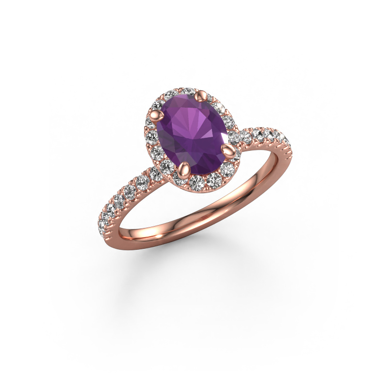 Image of Engagement ring Miranda ovl 585 rose gold Amethyst 8x6 mm