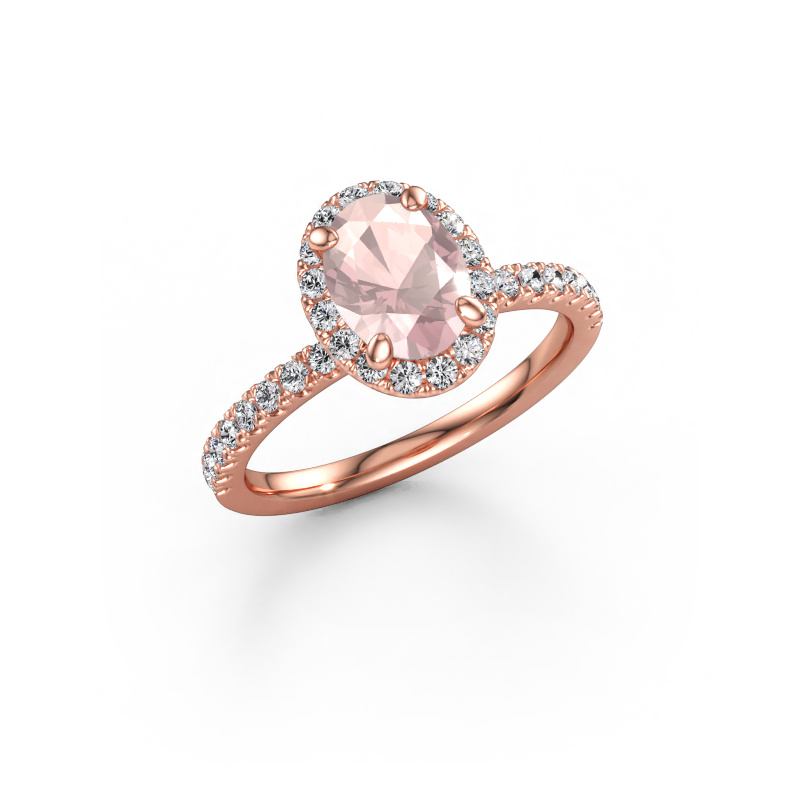 Bild von Verlobungsring Miranda OVL 585 Roségold Morganit Champagner 8x6 mm