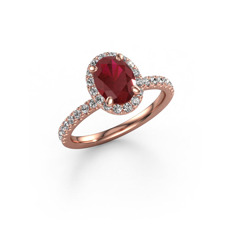 Image of Engagement ring Miranda ovl 585 rose gold Ruby 8x6 mm
