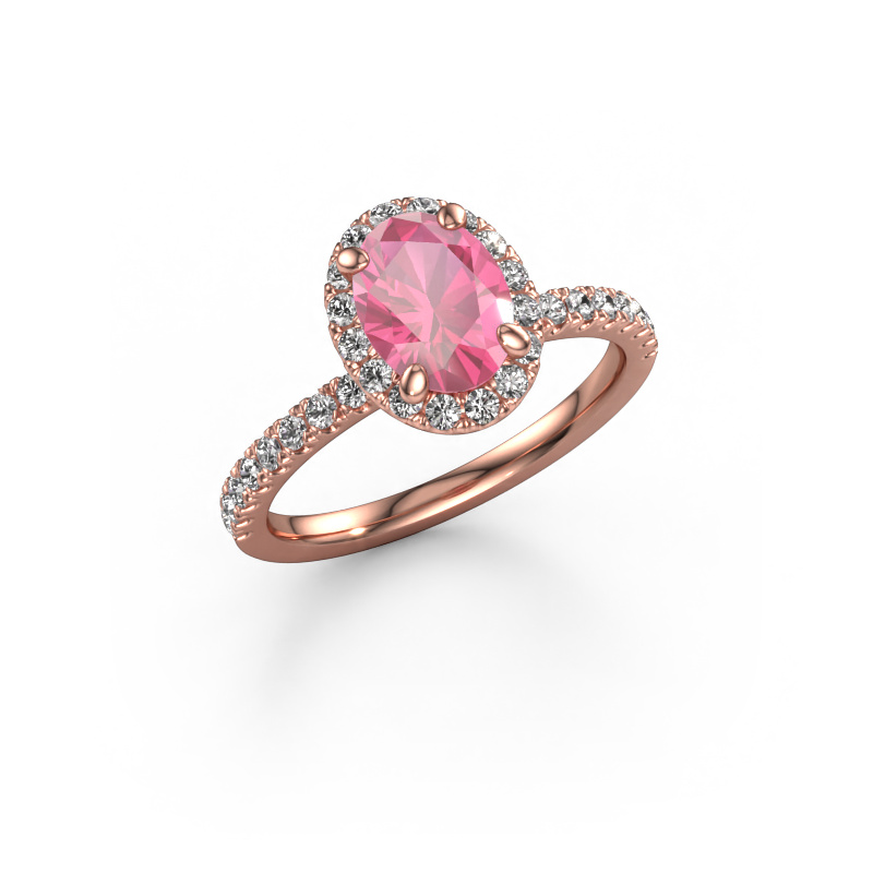 Bild von Verlobungsring Miranda ovl 585 Roségold Pink Saphir 8x6 mm