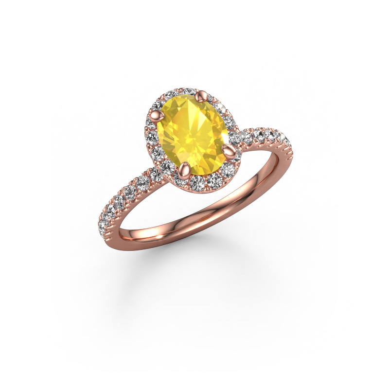 Image of Engagement ring Miranda ovl 585 rose gold Yellow sapphire 8x6 mm