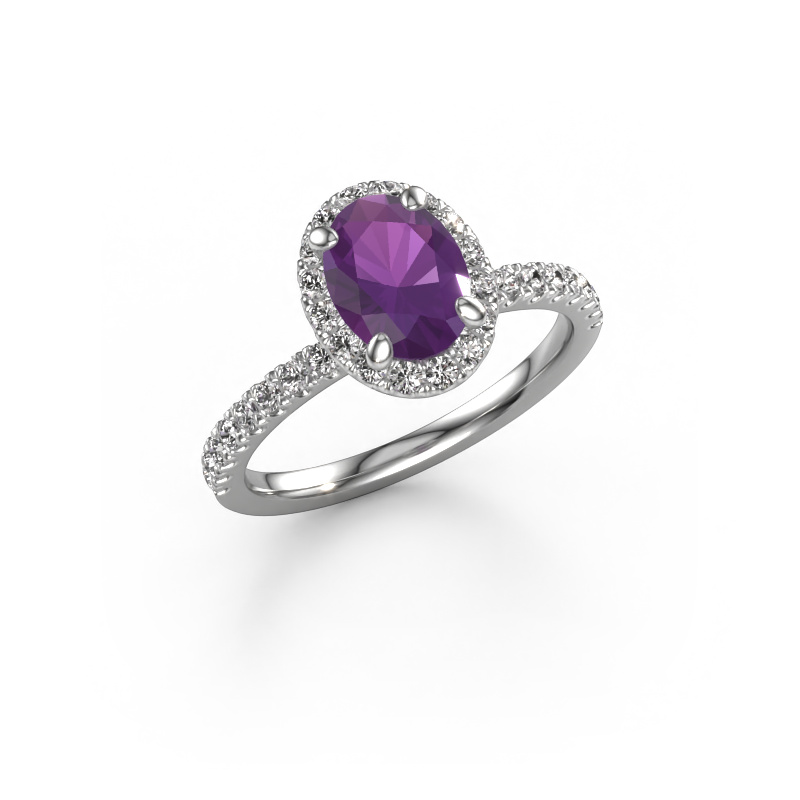 Image of Engagement ring Miranda ovl 950 platinum Amethyst 8x6 mm