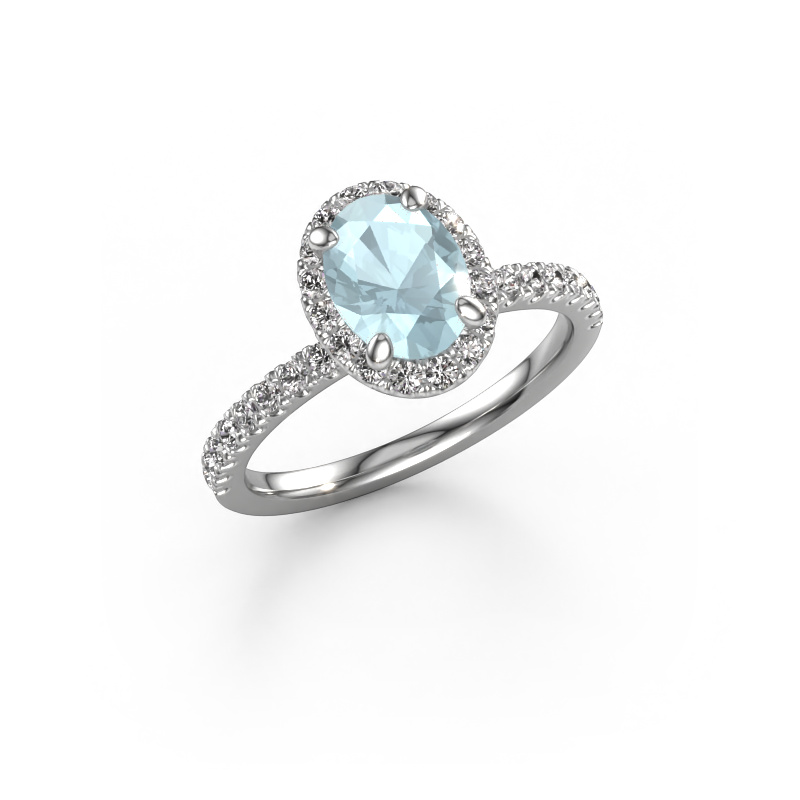 Bild von Verlobungsring Miranda ovl 950 Platin Aquamarin 8x6 mm
