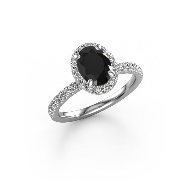 Image of Engagement ring Miranda ovl 585 white gold Black diamond 1.942 crt