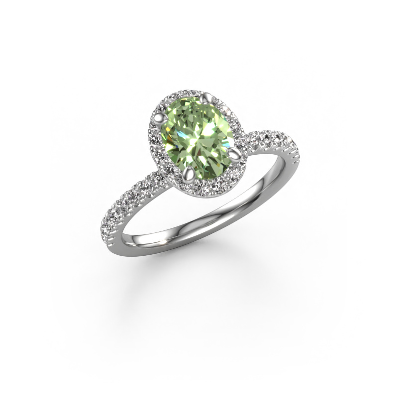 Image of Engagement ring Miranda ovl 950 platinum Green lab grown diamond 8x6 mm