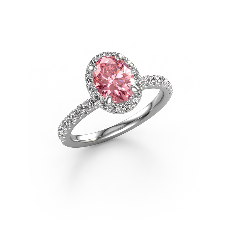 Bild von Verlobungsring Miranda ovl 585 Weißgold Rosa Labordiamant 8x6 mm