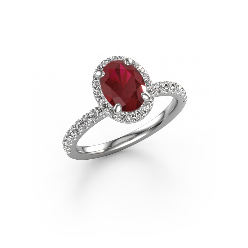Image of Engagement ring Miranda ovl 950 platinum Ruby 8x6 mm