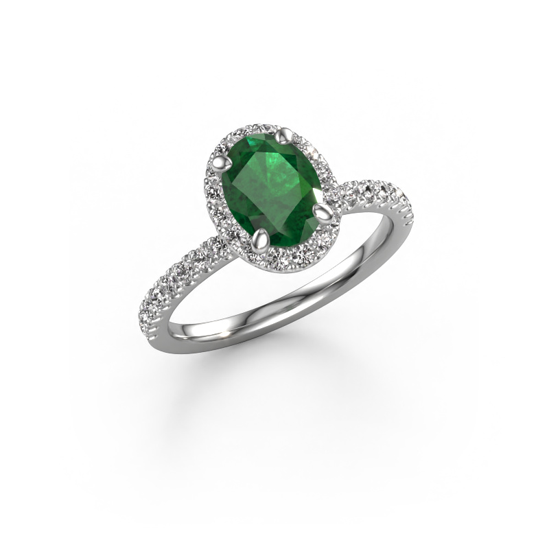 Image of Engagement ring Miranda ovl 585 white gold Emerald 8x6 mm