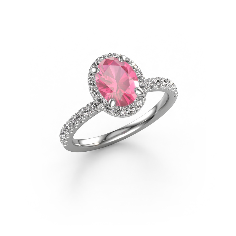 Image of Engagement ring Miranda ovl 950 platinum Pink sapphire 8x6 mm