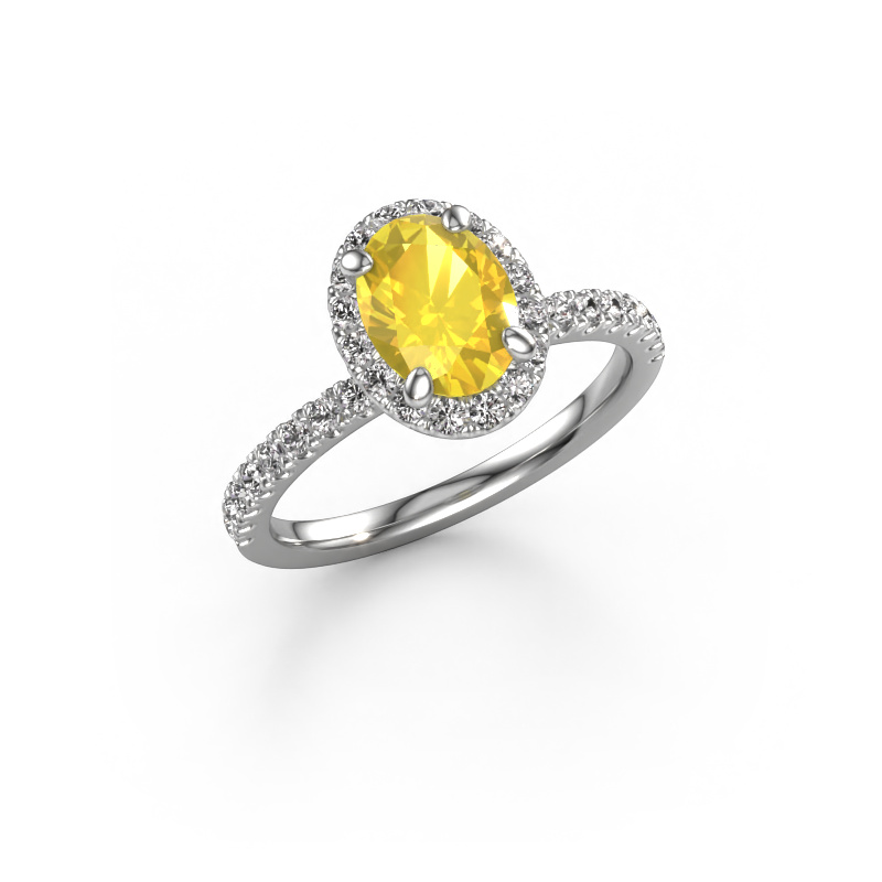 Image of Engagement ring Miranda ovl 950 platinum Yellow sapphire 8x6 mm