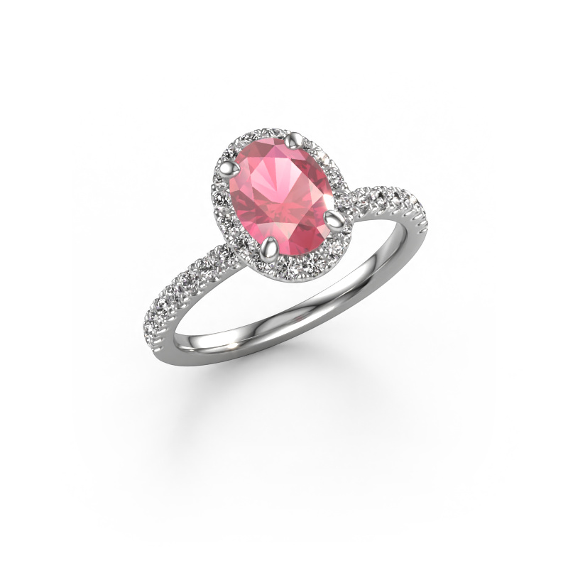 Image de Bague de fiançailles Miranda ovl 585 or blanc Rose tourmaline 8x6 mm