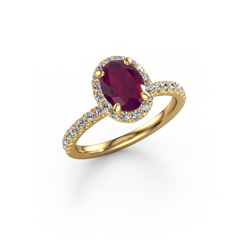 Image of Engagement ring Miranda ovl 585 gold Rhodolite 8x6 mm