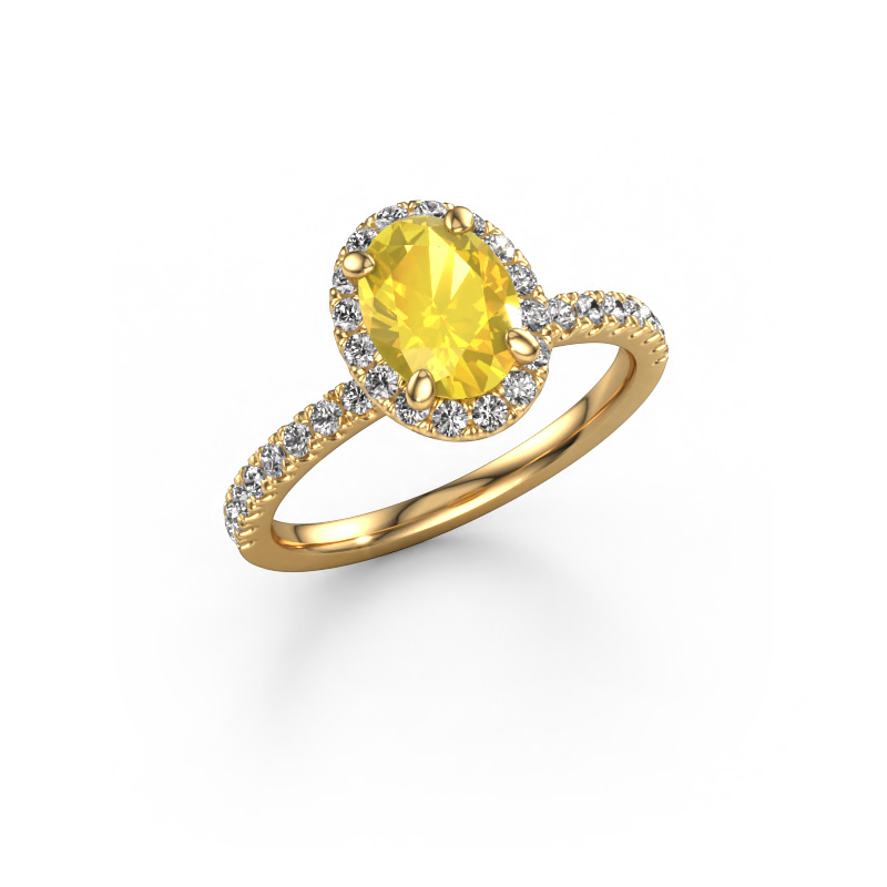 Bild von Verlobungsring Miranda ovl 585 Gold Gelb Saphir 8x6 mm
