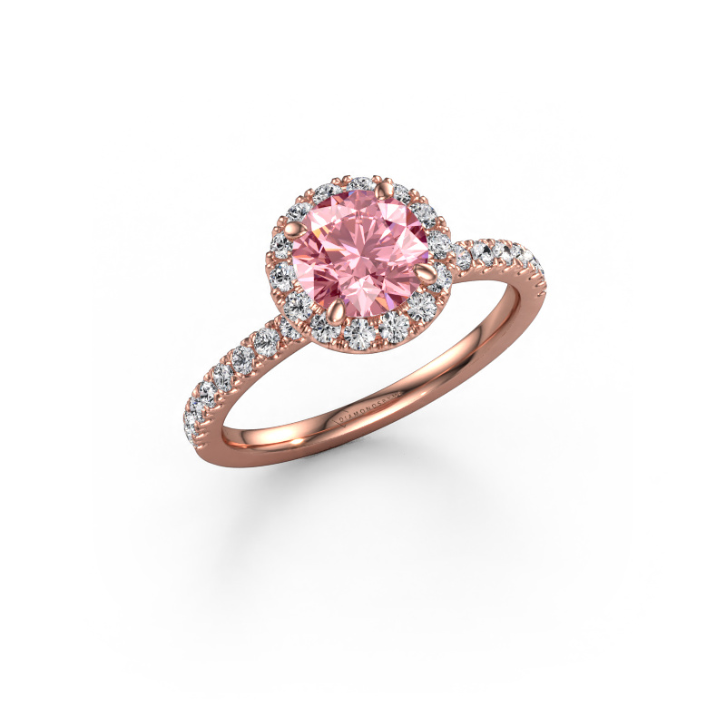 Image of Engagement ring Miranda RND 585 rose gold Pink lab grown diamond 6.5 mm