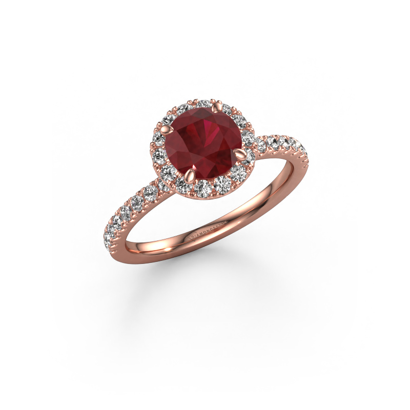 Image of Engagement ring Miranda rnd 585 rose gold Ruby 6.5 mm