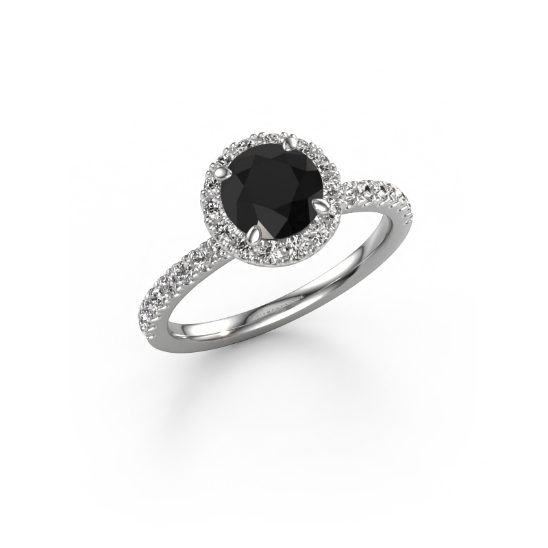 Image of Engagement ring Miranda rnd 585 white gold Black diamond 1.84 crt