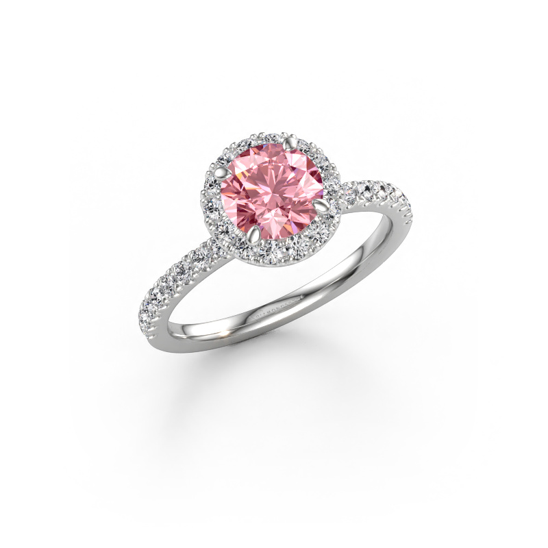 Immagine di Anello di fidanzamento Miranda RND 950 platino Diamante lab grown rosa 6.5 mm