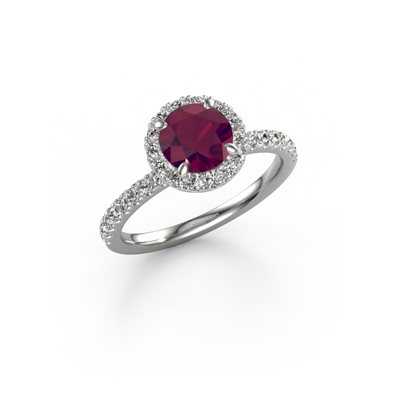 Image of Engagement ring Miranda rnd 585 white gold Rhodolite 6.5 mm