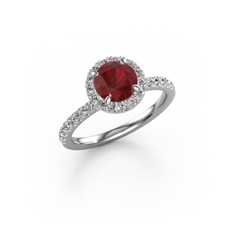 Image of Engagement ring Miranda rnd 585 white gold Ruby 6.5 mm