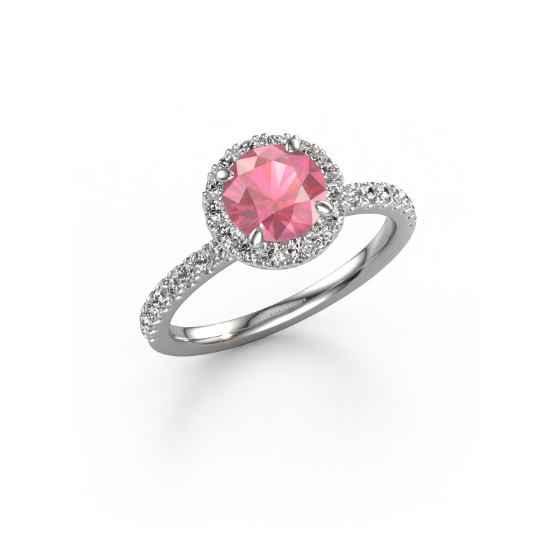 Image of Engagement ring Miranda rnd 585 white gold Tourmaline pink 6.5 mm