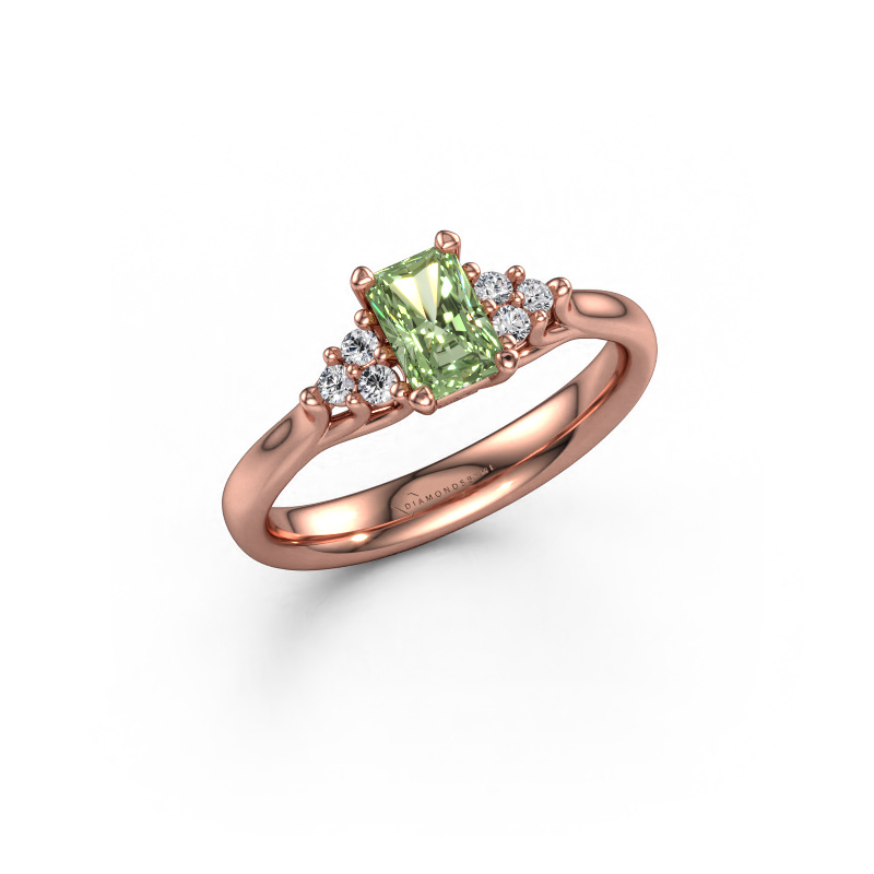 Image of Engagement ring Monika RAD 585 rose gold Green lab grown diamond 6x4 mm