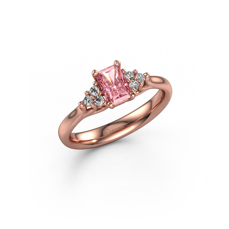 Image of Engagement ring Monika RAD 585 rose gold Pink lab grown diamond 6x4 mm