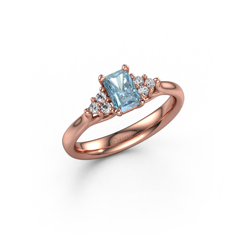 Image of Engagement ring Monika RAD 585 rose gold Blue lab grown diamond 6x4 mm
