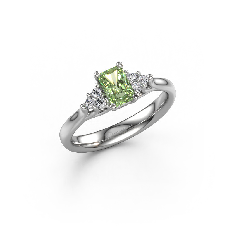 Image of Engagement ring Monika RAD 950 platinum Green lab grown diamond 6x4 mm