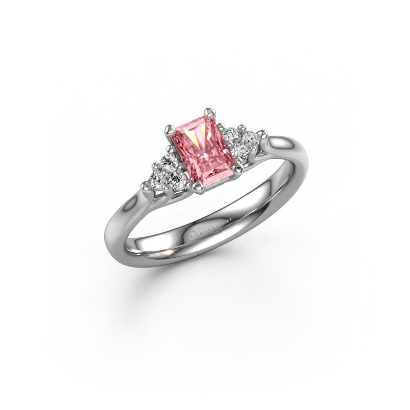 Image of Engagement ring Monika RAD 585 white gold Pink lab grown diamond 6x4 mm
