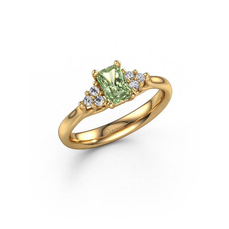Image de Bague de fiançailles Monika RAD 585 or jaune Diamants synthétiques vert 6x4 mm