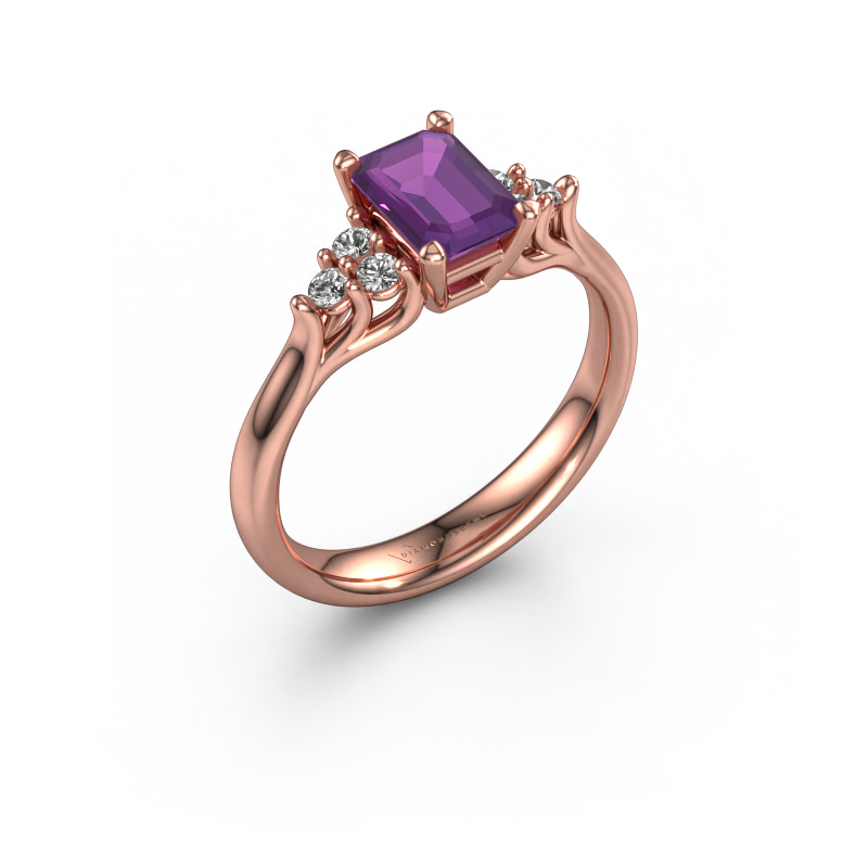 Image of Engagement ring Monika EME 585 rose gold Amethyst 7x5 mm