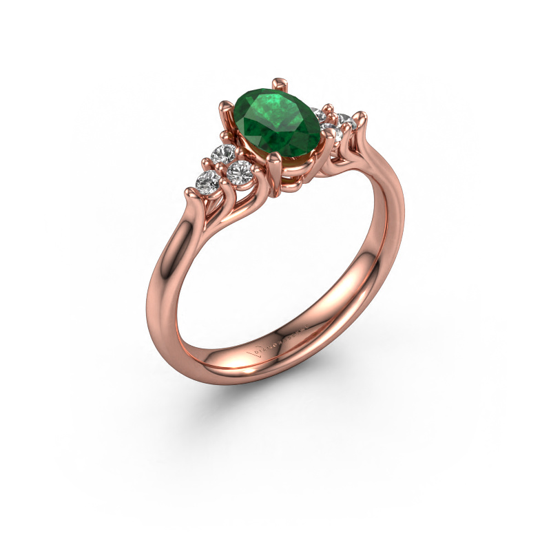 Image of Engagement ring Monika OVL 585 rose gold Emerald 7x5 mm