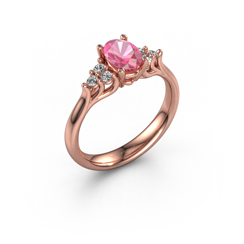 Image of Engagement ring Monika OVL 585 rose gold Pink sapphire 7x5 mm