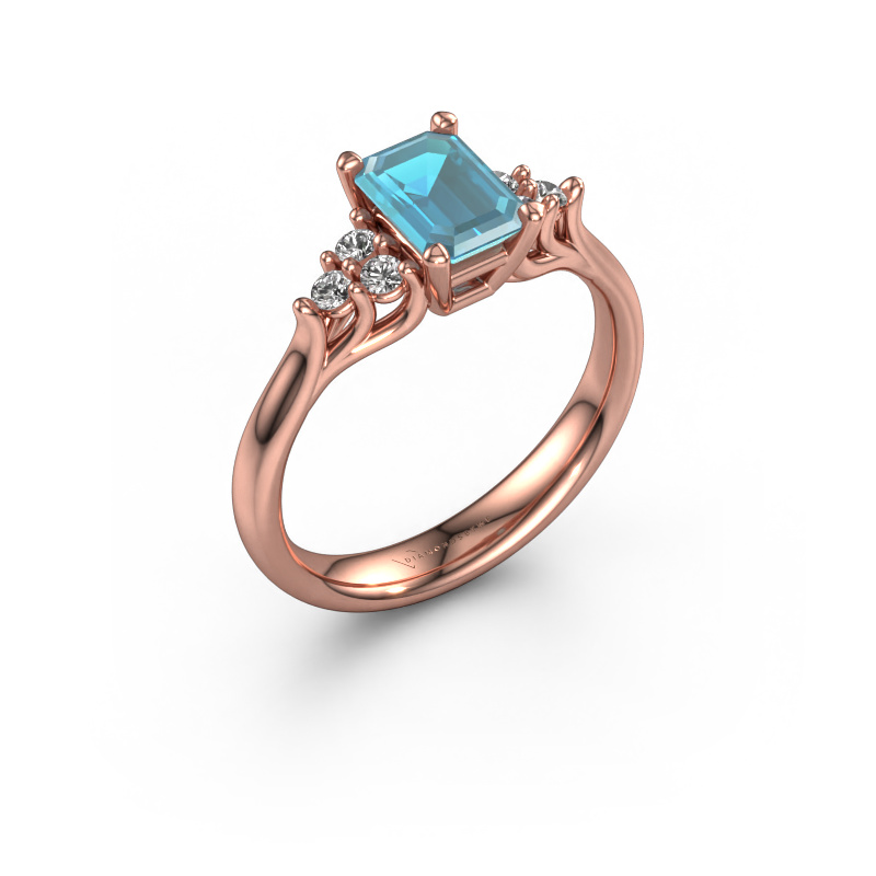 Image of Engagement ring Monika EME 585 rose gold Blue topaz 7x5 mm