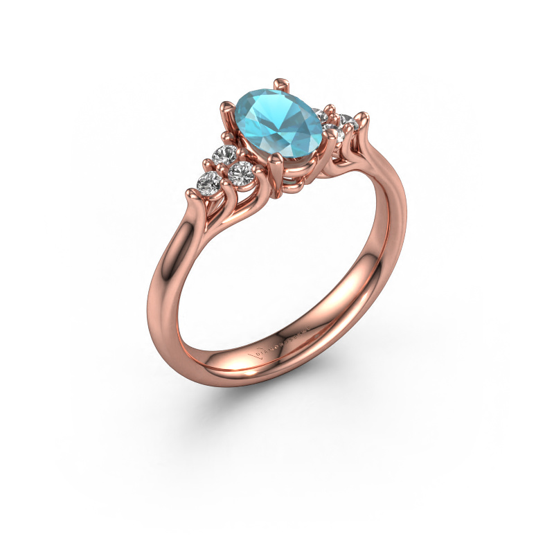 Image de Bague de fiançailles Monika OVL 585 or rose Topaze bleue 7x5 mm