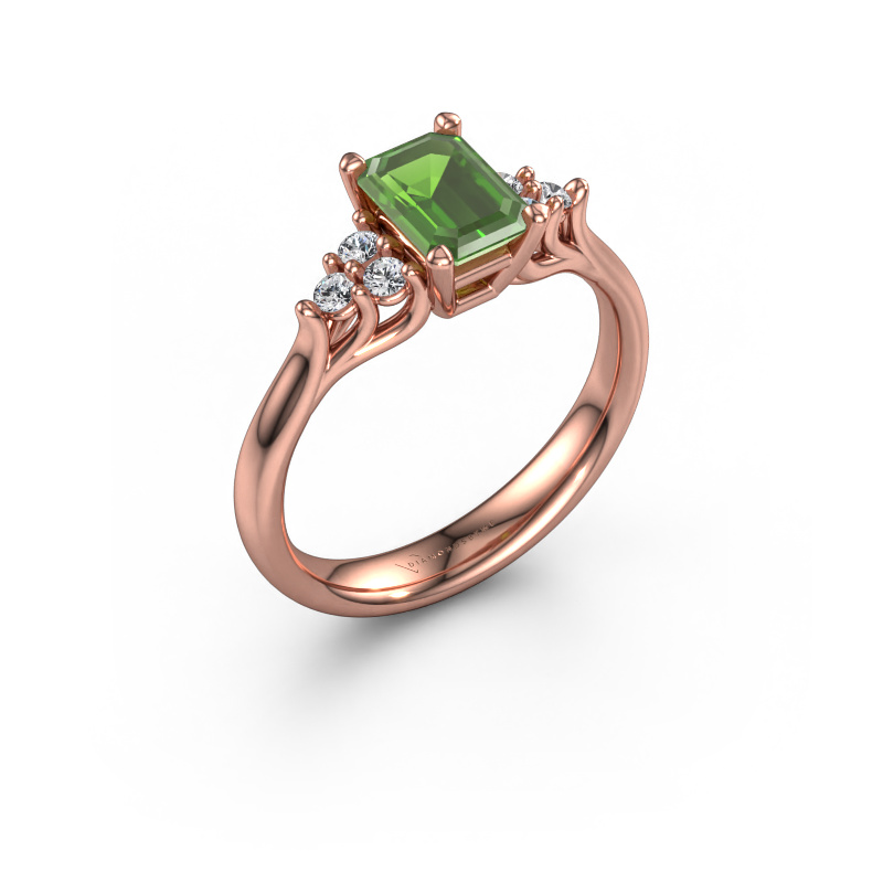 Image of Engagement ring Monika EME 585 rose gold Tourmaline green 7x5 mm
