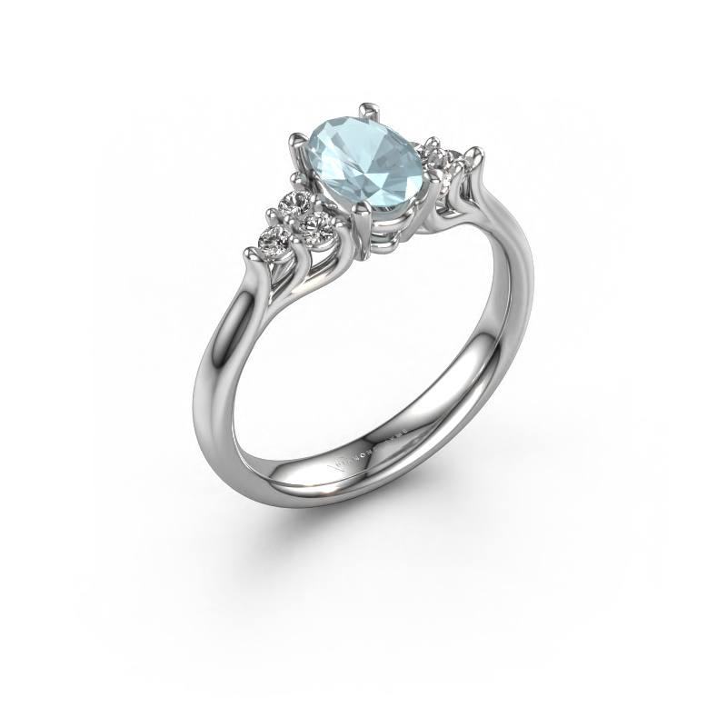 Image of Engagement ring Monika OVL 950 platinum Aquamarine 7x5 mm