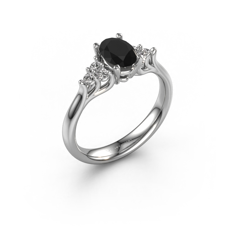 Image de Bague de fiançailles Monika OVL 585 or blanc Diamant noir 1.20 crt