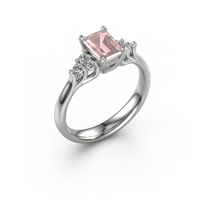 Image de Bague de fiançailles Monika EME 950 platine Champagne morganite 7x5 mm