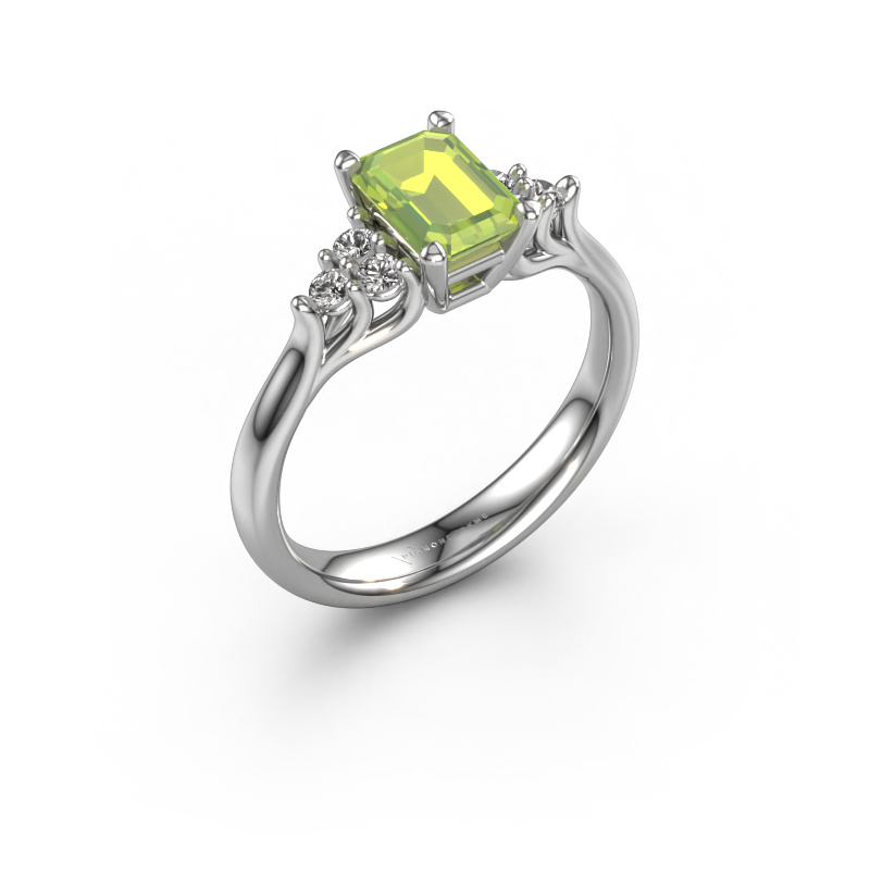Image of Engagement ring Monika EME 585 white gold Peridot 7x5 mm
