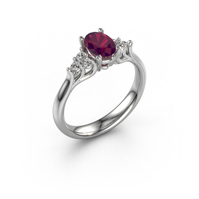 Image of Engagement ring Monika OVL 950 platinum Rhodolite 7x5 mm