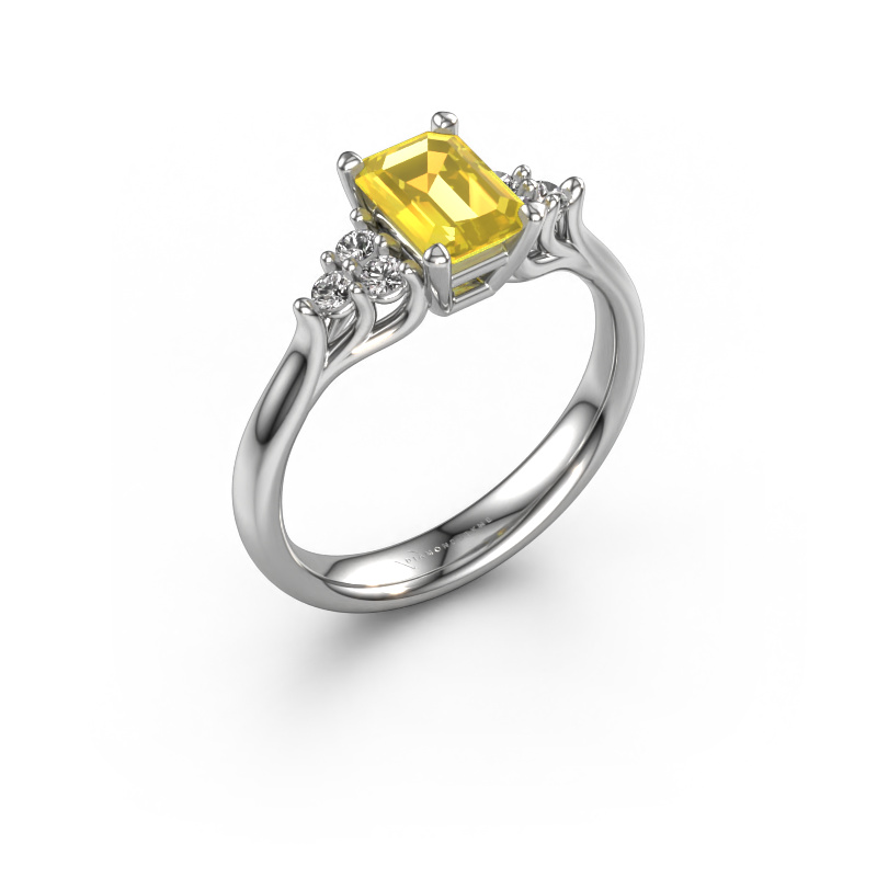 Image of Engagement ring Monika EME 950 platinum Yellow sapphire 7x5 mm