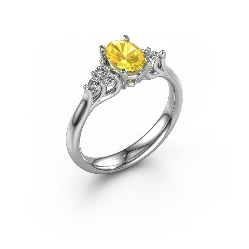 Image of Engagement ring Monika OVL 950 platinum Yellow sapphire 7x5 mm