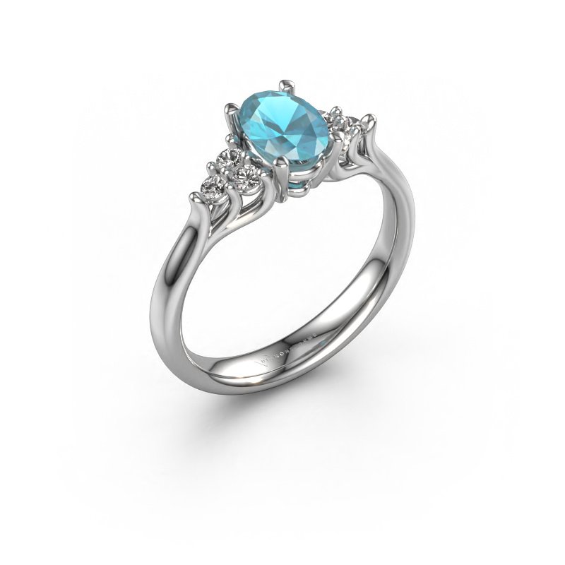 Image of Engagement ring Monika OVL 950 platinum Blue topaz 7x5 mm